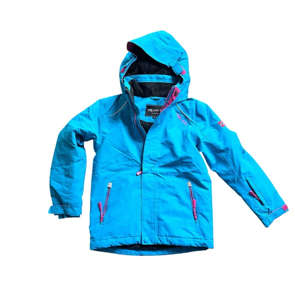 Trollkids Holmenkollen Pro Snow Jacket Turquoise with Pink‎ Accents Size 9-10